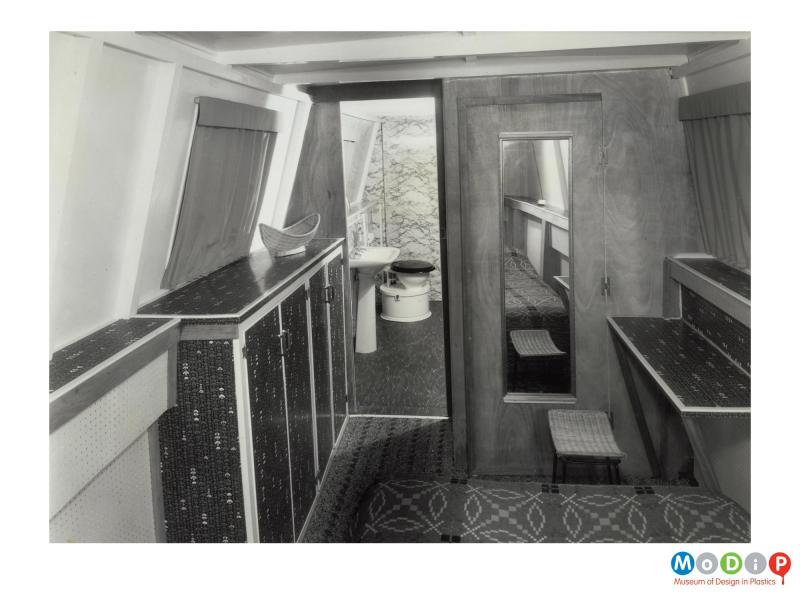 Scanned image showing the interior of a boat.