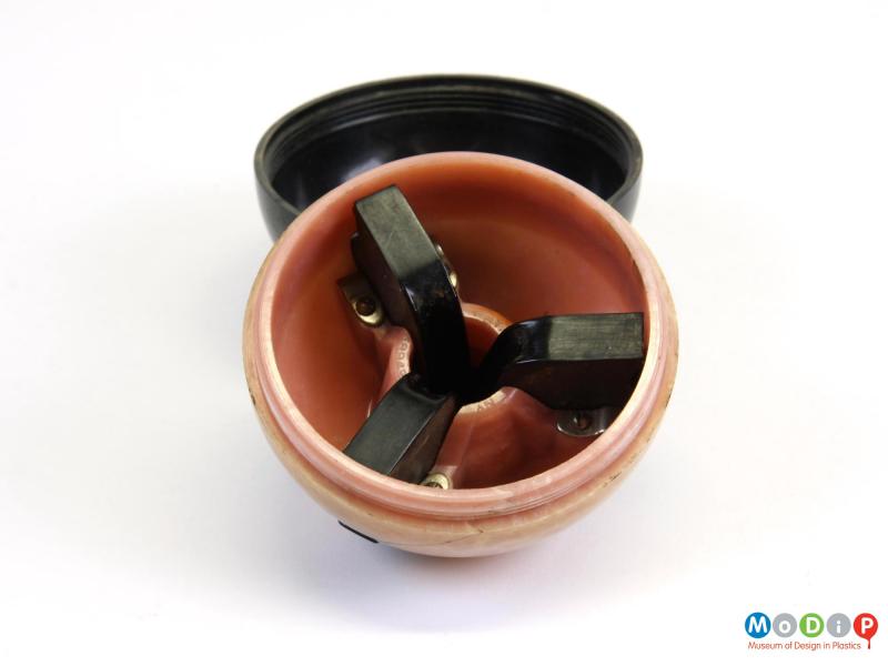 Inside view of an ashtray showing the open cigarette rests.
