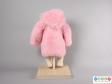 Rear view of a pink hooded coat showing the hood and the plain back of the coat.