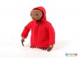 Front view of a doll showing the red hooded jacket.