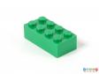 Side view of a Lego brick showing the pegs at the top.