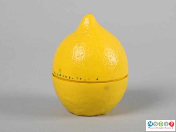 Side view of a timer showing the lemon shape.
