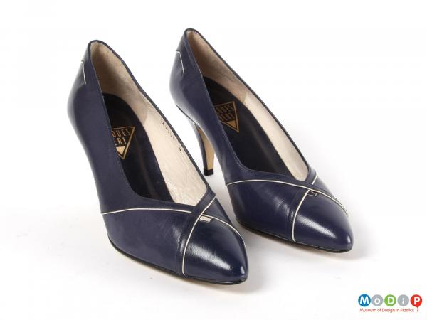 Front view of a pair of shoes showing the pointed toe.