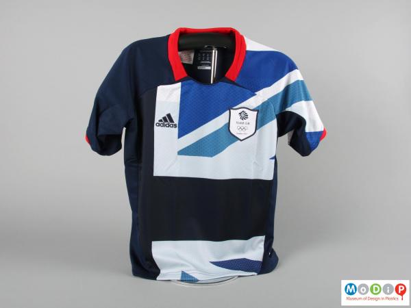 Front view of a football jersey showing the Union flag design.