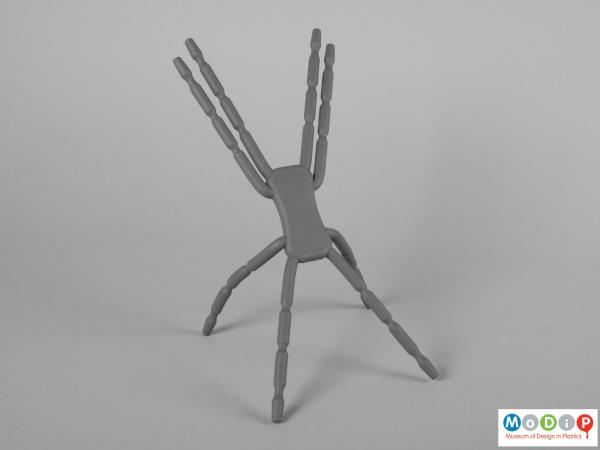 Front view of a device stand showing the lower legs bent to make a firm base.
