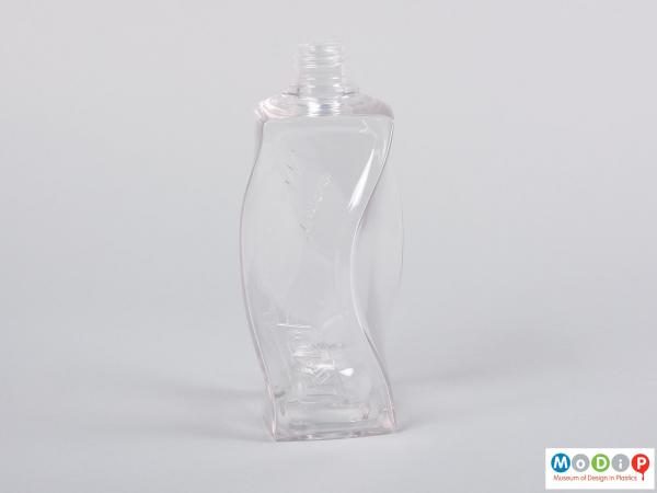 Side view of a bottle showing the twisted shape.