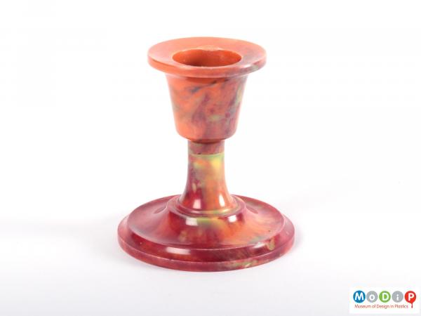 Side view of a candle holder showing the short stem.