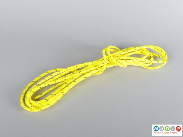 Side view of a section of rope showing it coiled together.