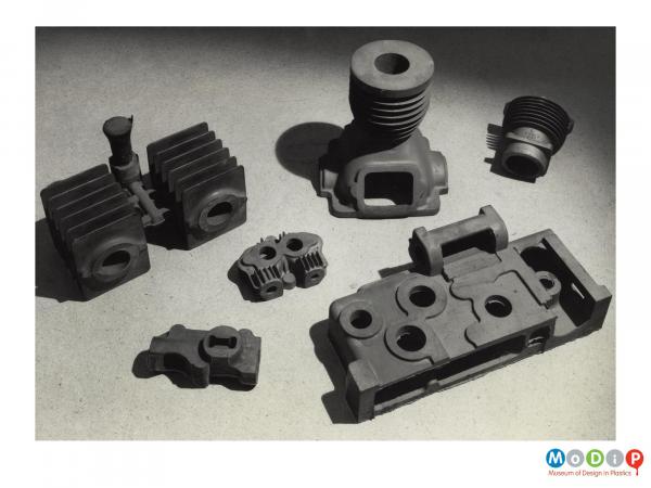 Scanned image showing examples of iron castings.