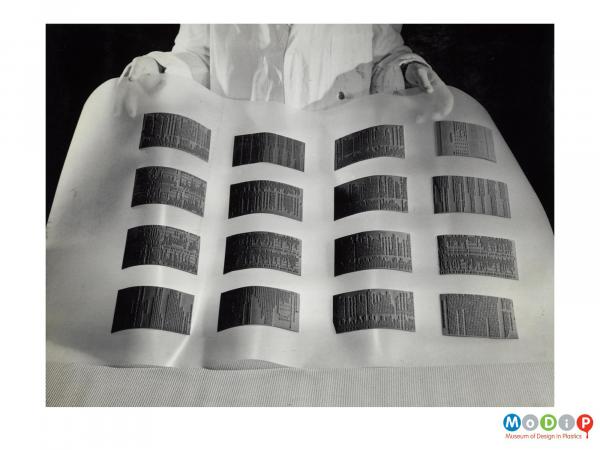 Scanned image showing a sheet of flexible plates.