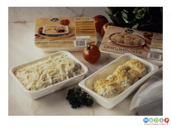 Scanned image showing a range of ready meals.