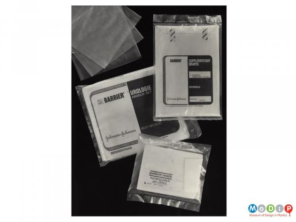 Scanned image showing medically sterile dressing packaging.