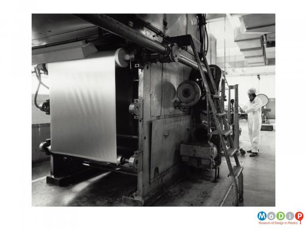 Scanned image showing the production of sheet material.