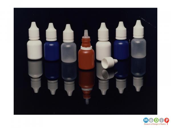 Scanned image showing a selection of dropper bottles.