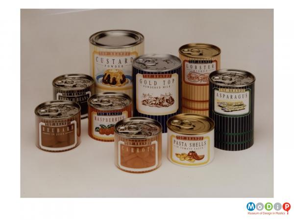 Scanned image showing a range of 9 tins.