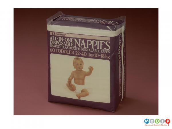 Scanned image showing shrink wrapped packaging for nappies.