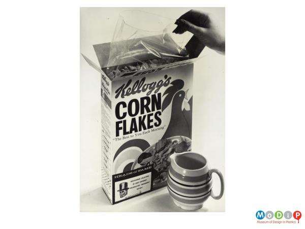 Scanned image showing cereal packaging.