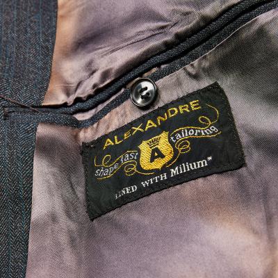 Close view of the inner label of a man's jacket.