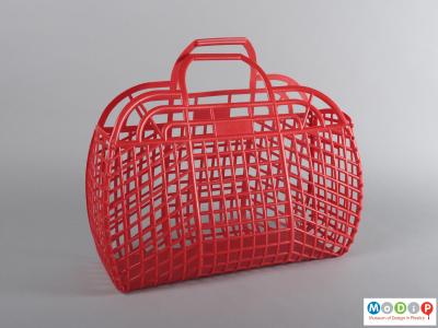 Side view of a bag showing the open grid pattern.