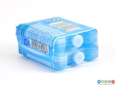 Side view of a pack of two small ice packs showing the sealed caps.