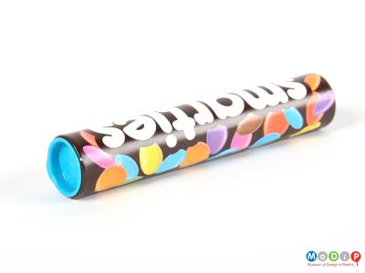 Top view of a Smarties tube showing the lid.