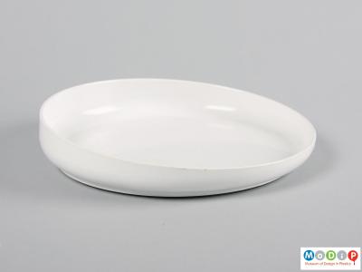 Side view of a plate showing the high edge on one side.