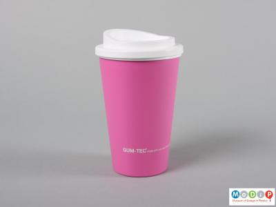 Side view of a cup showing the cover.